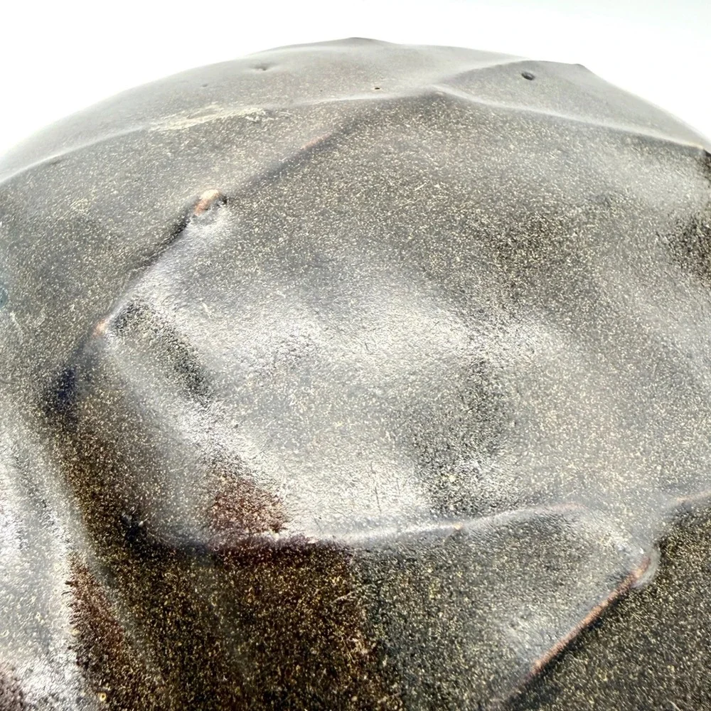 Antique 19thC Asian Brown Glazed Stoneware‎ Jar Cross Hatch Estate
